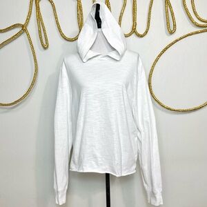 J. Crew White Lightweight Hooded Pullover Sweatshirt
